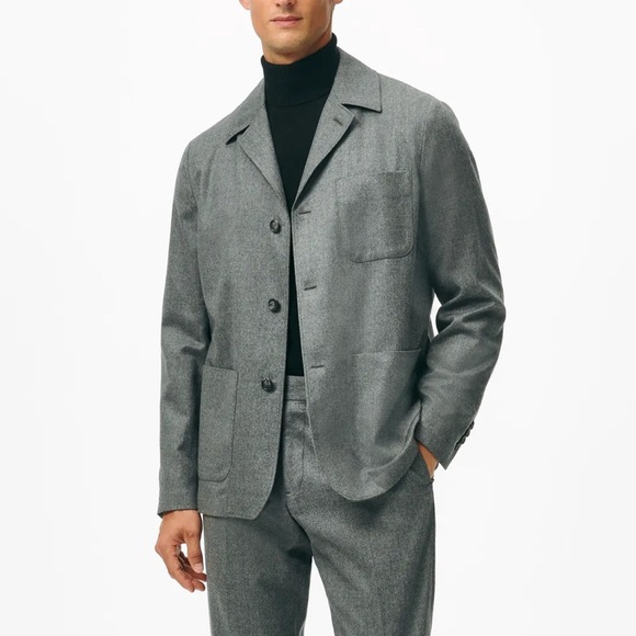 Brooks Brothers Tailored Shirt Jacket in Wool Flannel gray 42r